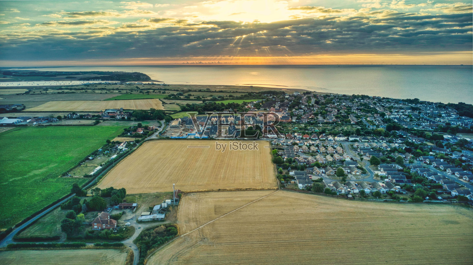 萨福克郡老费利克斯托的鸟瞰图照片摄影图片