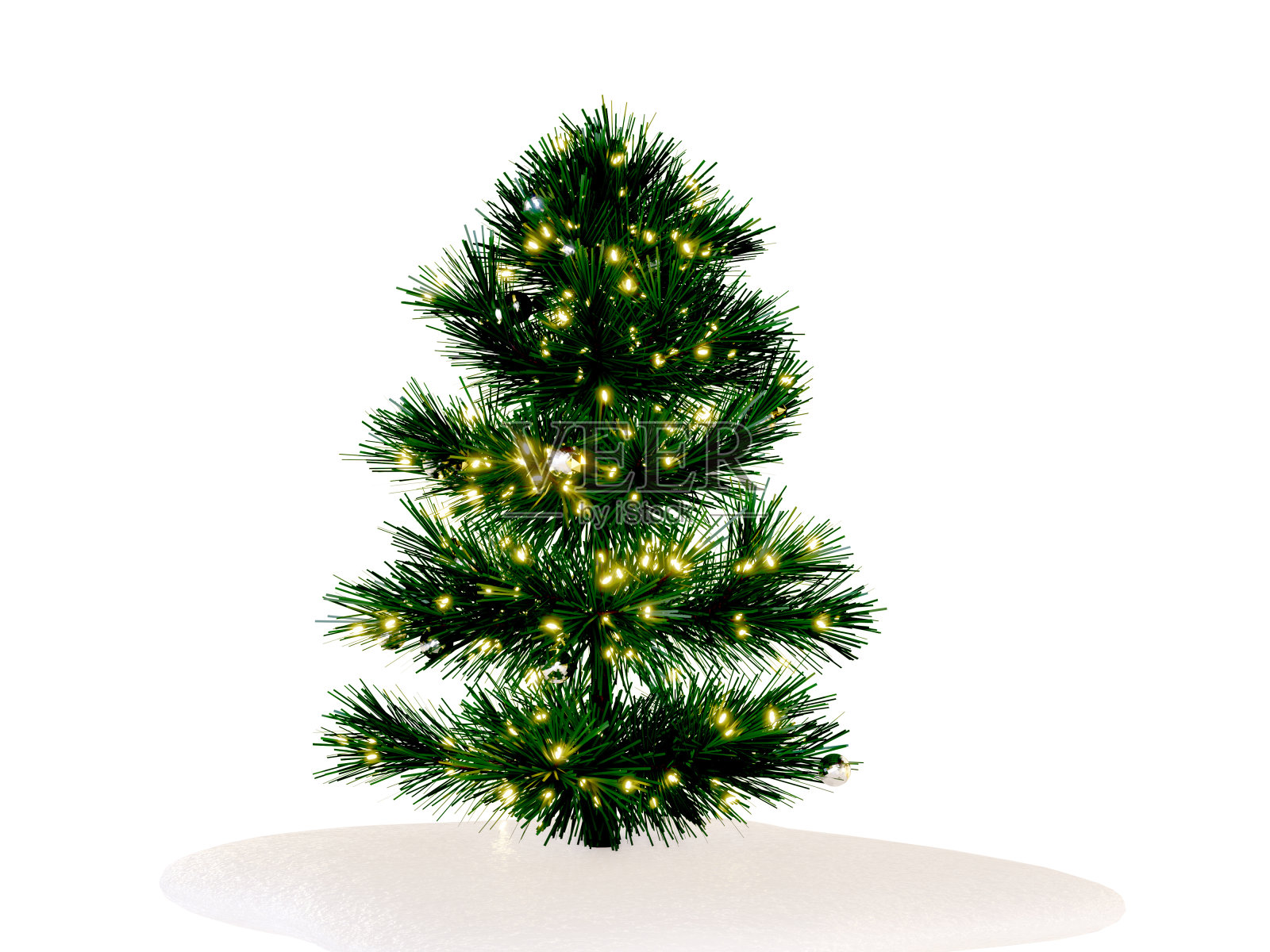 3D圣诞树或松树3D准备装饰，隔离在透明的背景照片摄影图片