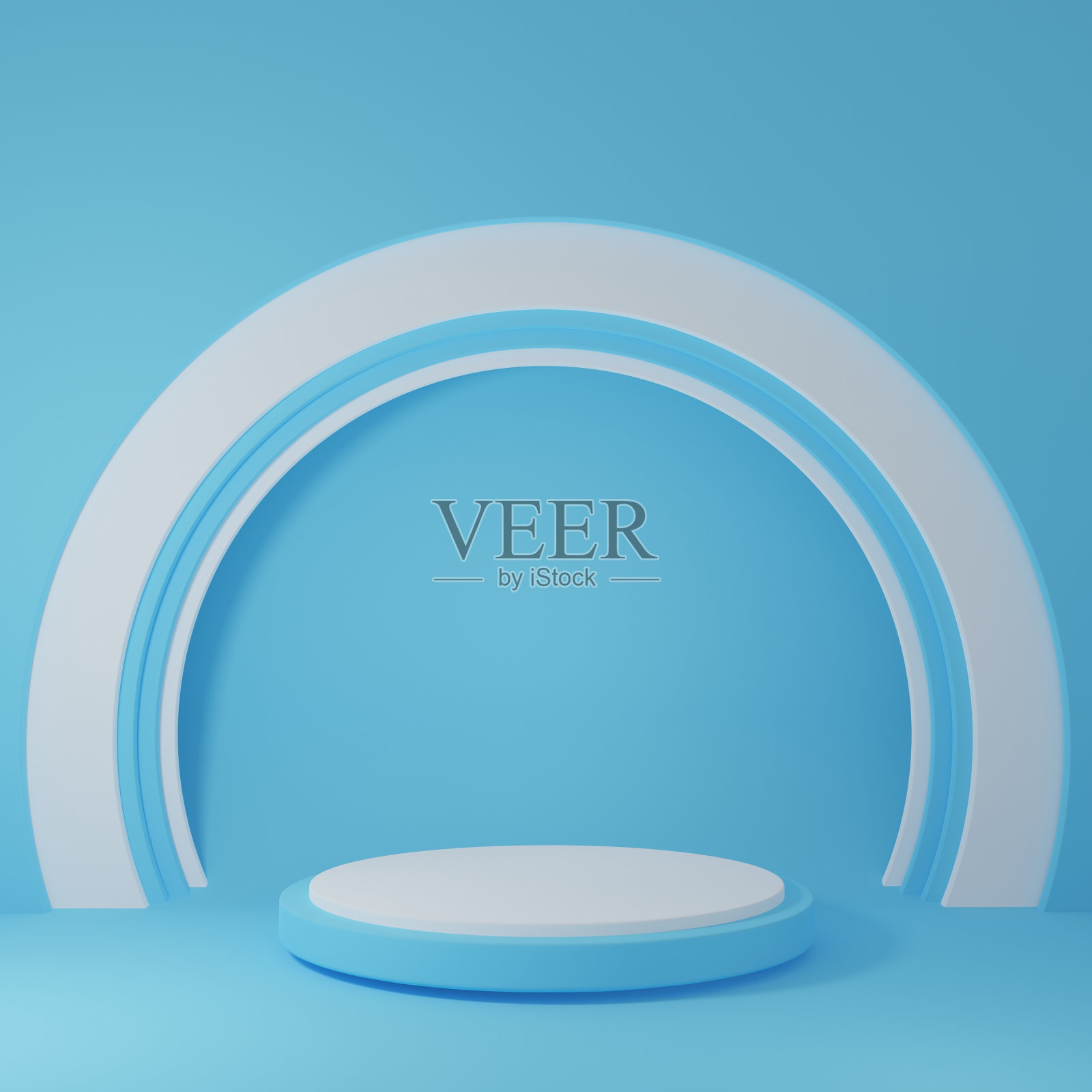 产品站在蓝色房间，工作室场景为产品，最小设计，3D渲染照片摄影图片