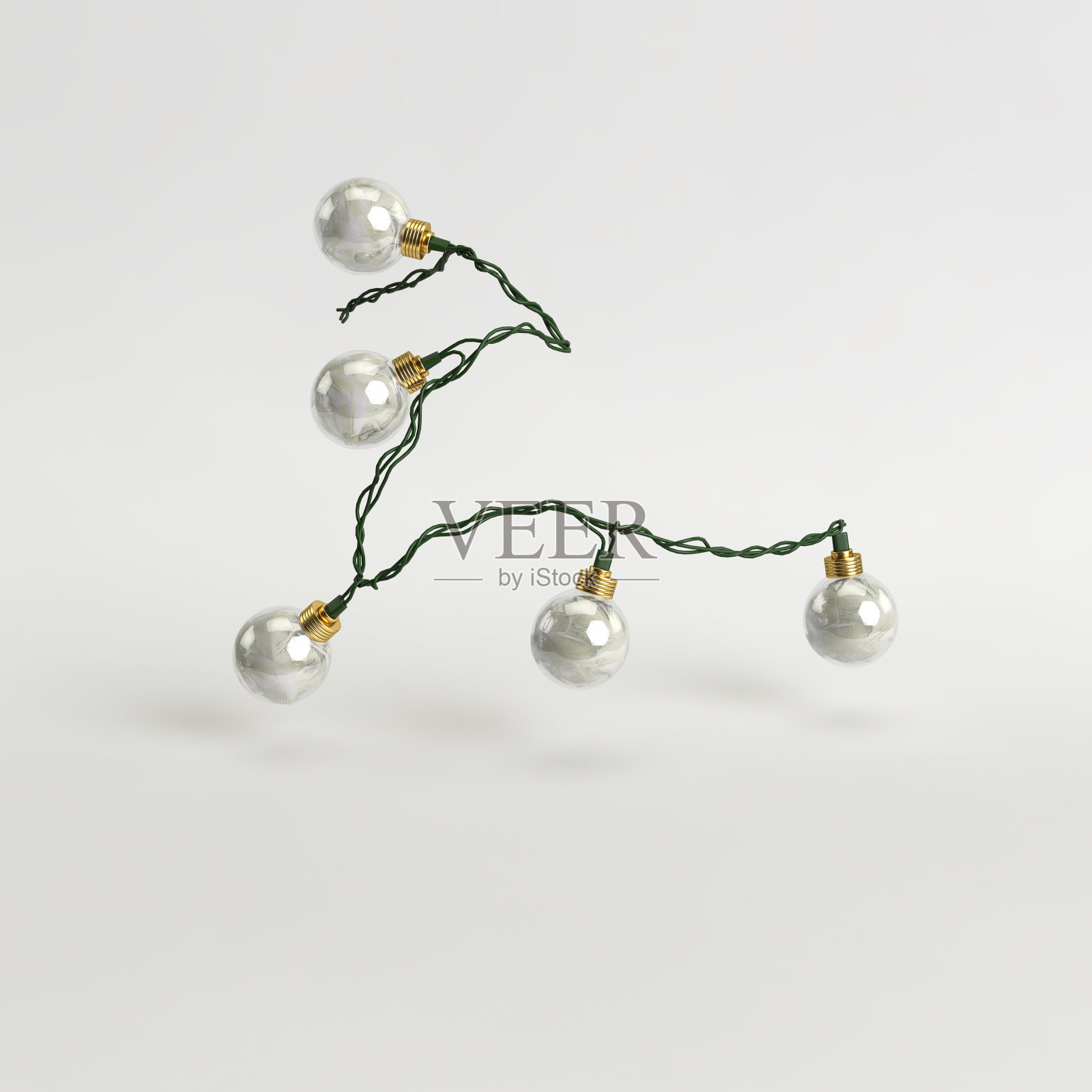 圣诞装饰弦灯的3d插图孤立在背景上照片摄影图片