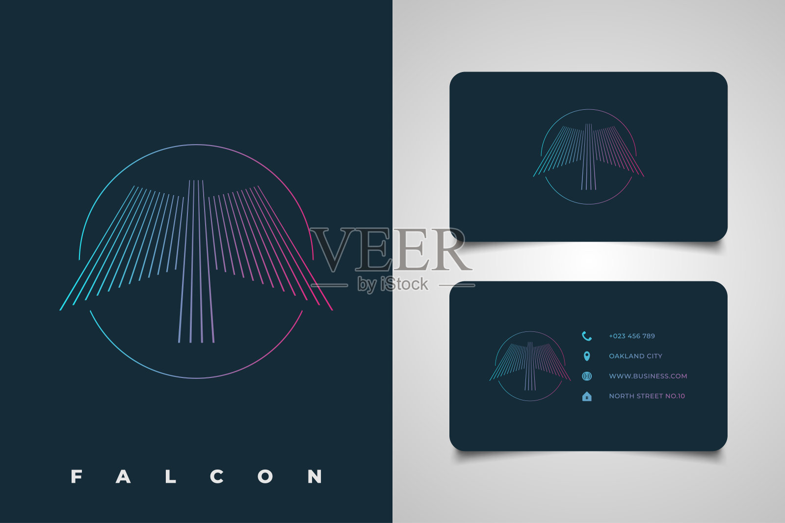 猎鹰标志的线条风格与彩色渐变概念。抽象线标志形成一个鹰为您的企业标识插画图片素材