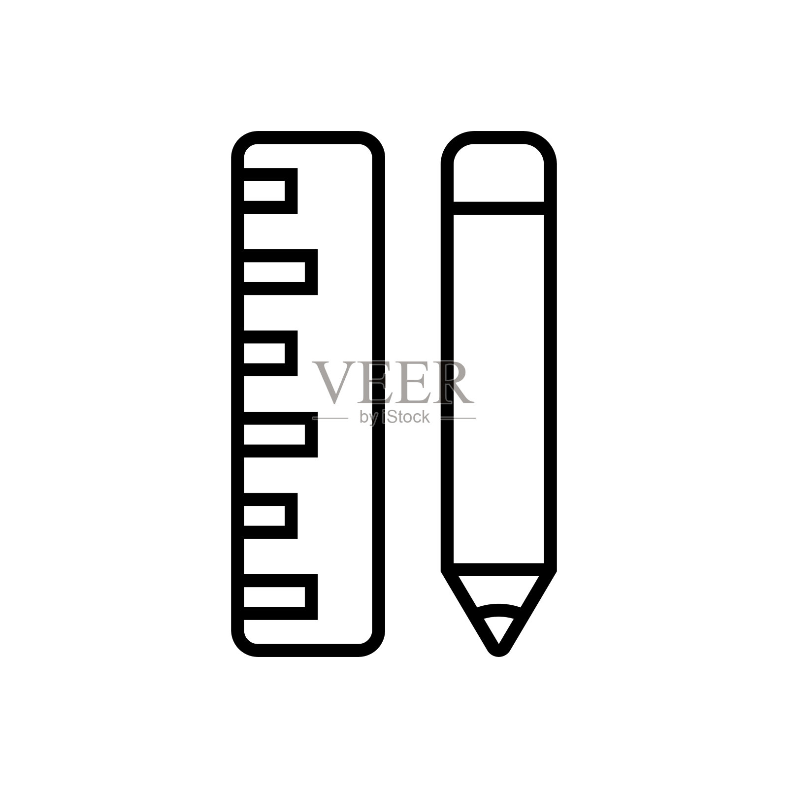 尺子和铅笔图标图标素材