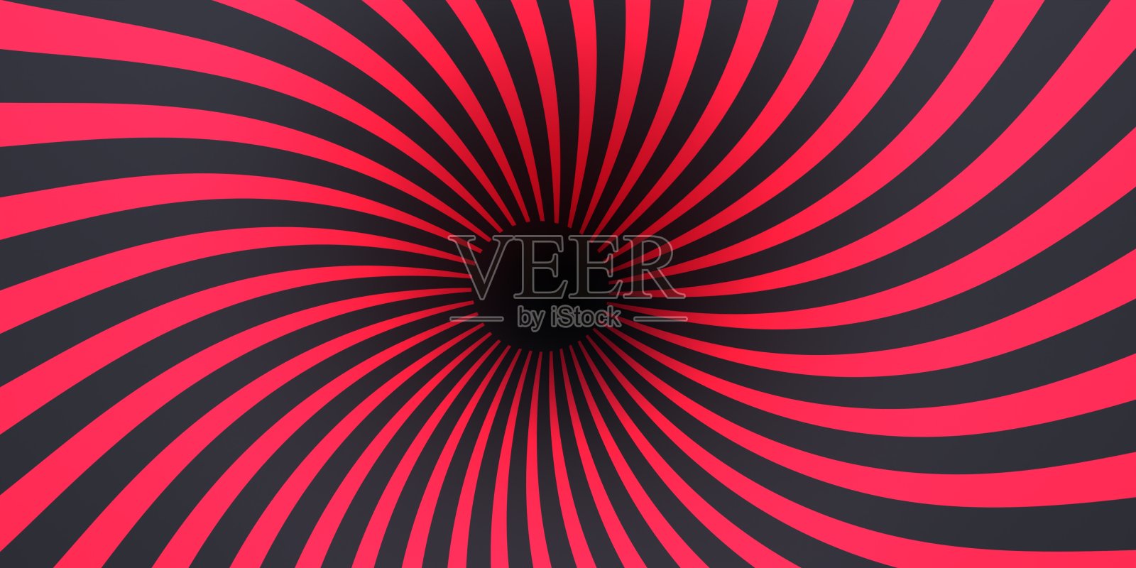 抽象隧道，黑洞。曲率的表面。黑色和红色条纹纹理。三维渲染照片摄影图片