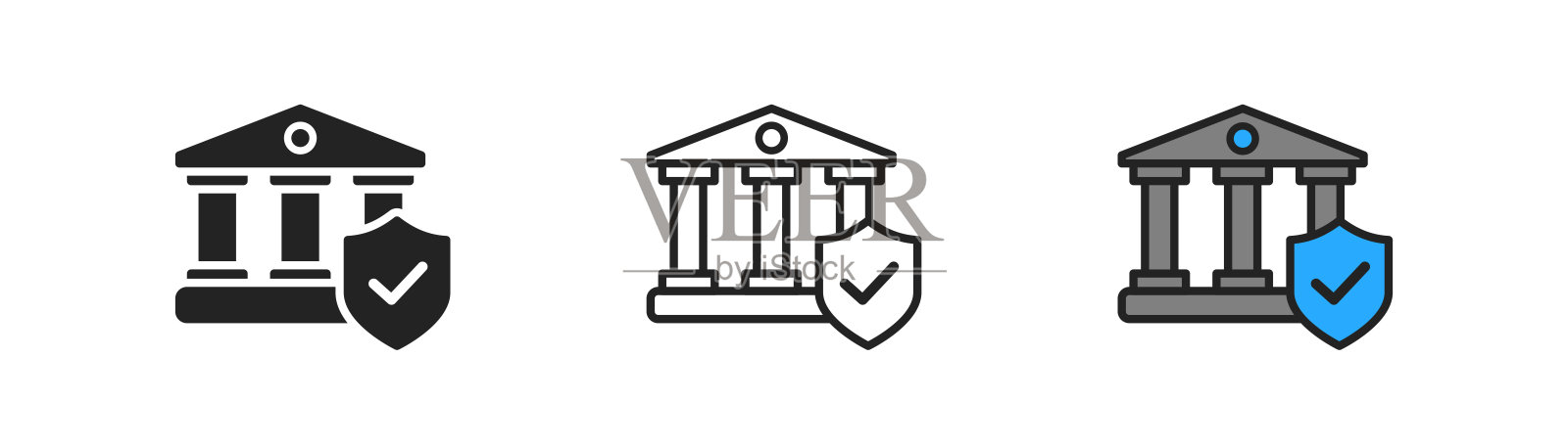 金钱保护图标在白色背景。银行后面的盾牌。保险的财政。投资、安全、通货膨胀的象征。平面设计。插画图片素材