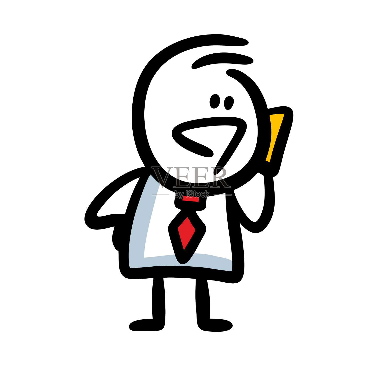 年轻的商人通过智能手机与顾客交谈。插画图片素材