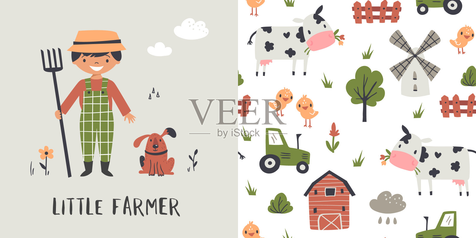 小农夫模式。插画图片素材