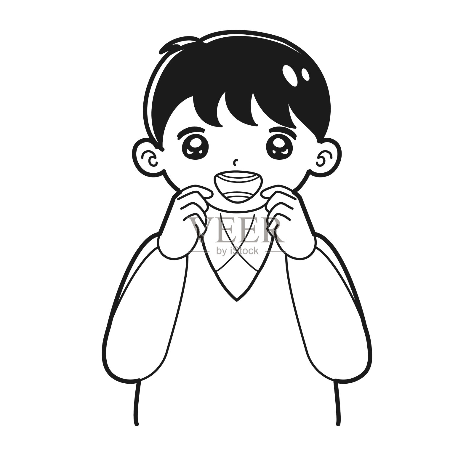 儿童戴上正畸牙套的插图设计元素图片