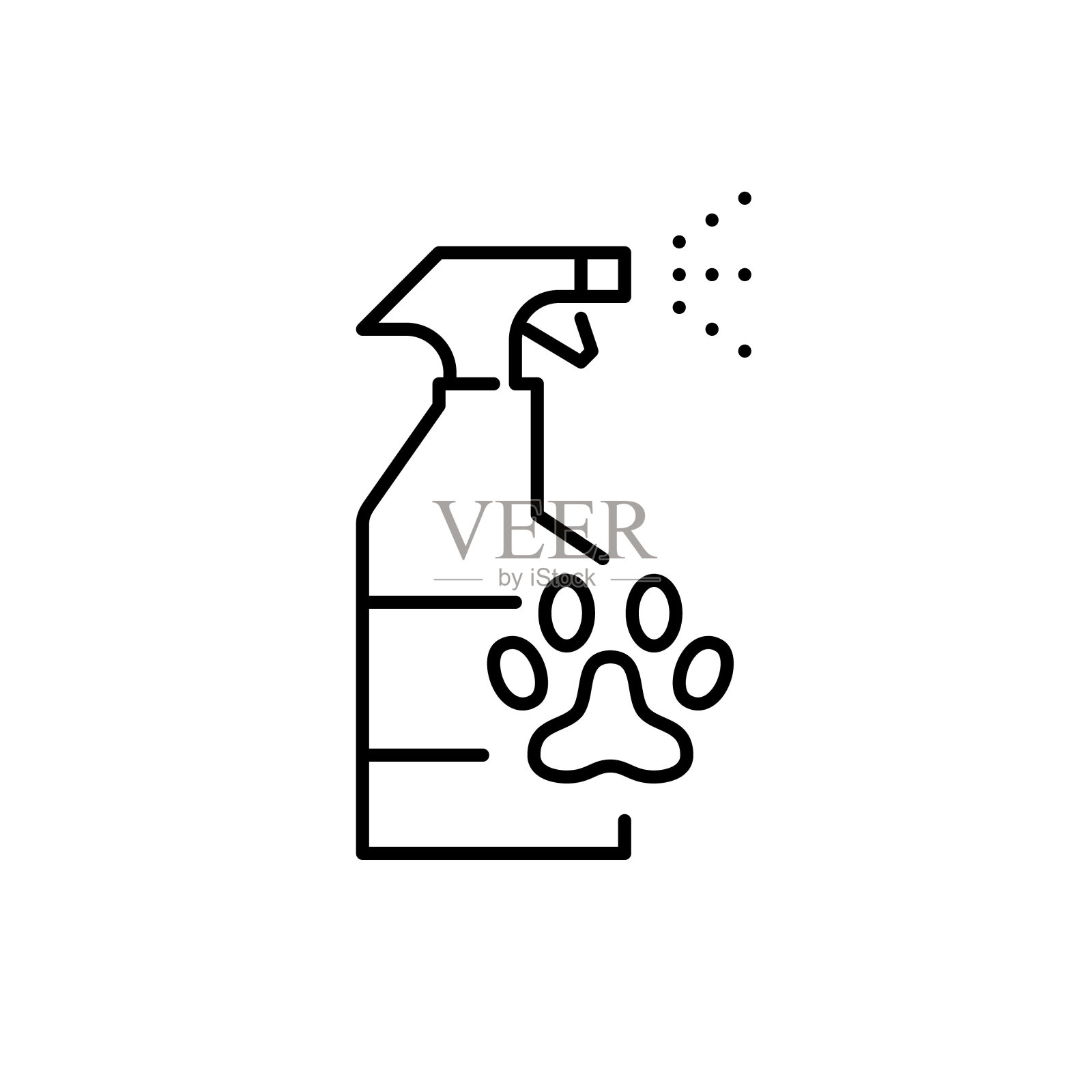 瓶子里的宠物喷雾。像素完美，可编辑的笔画线图标插画图片素材