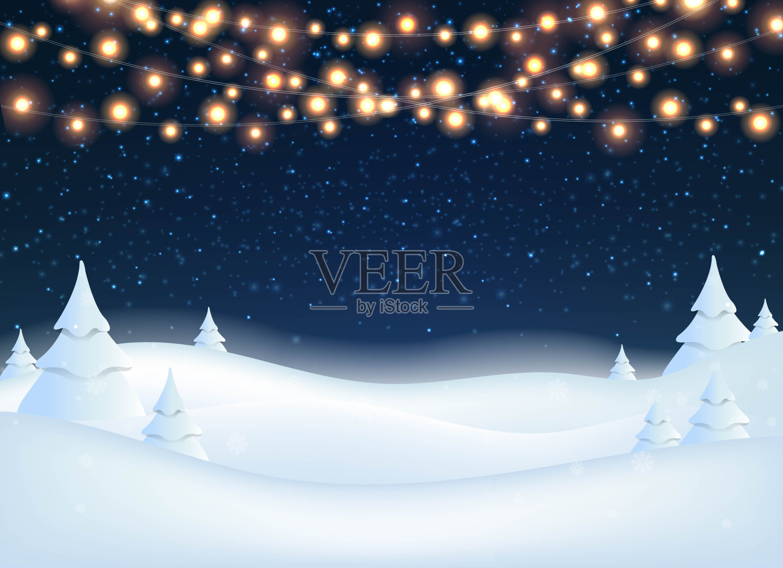 冬季景观与光花环插画图片素材