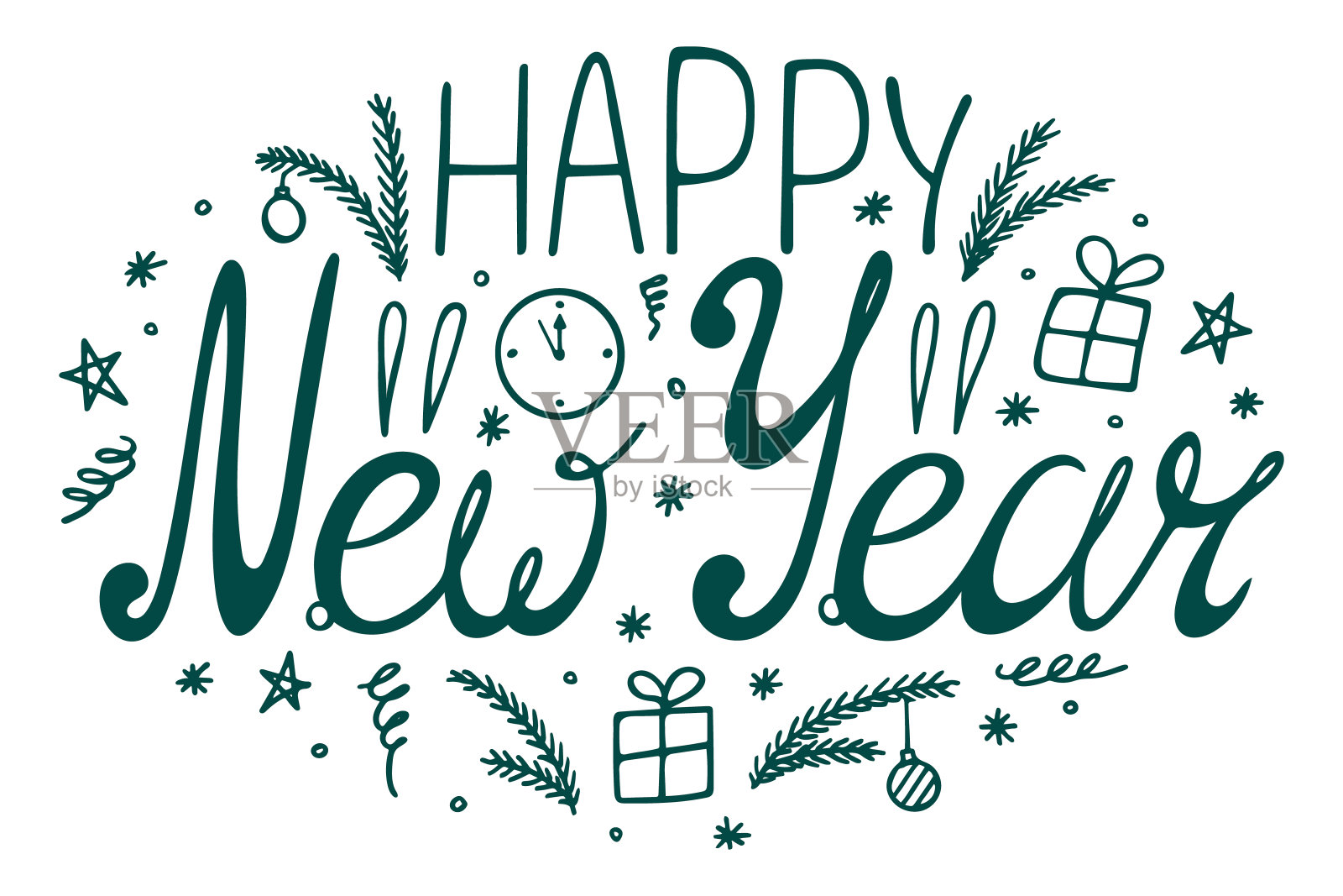 单色拜年字。插画图片素材