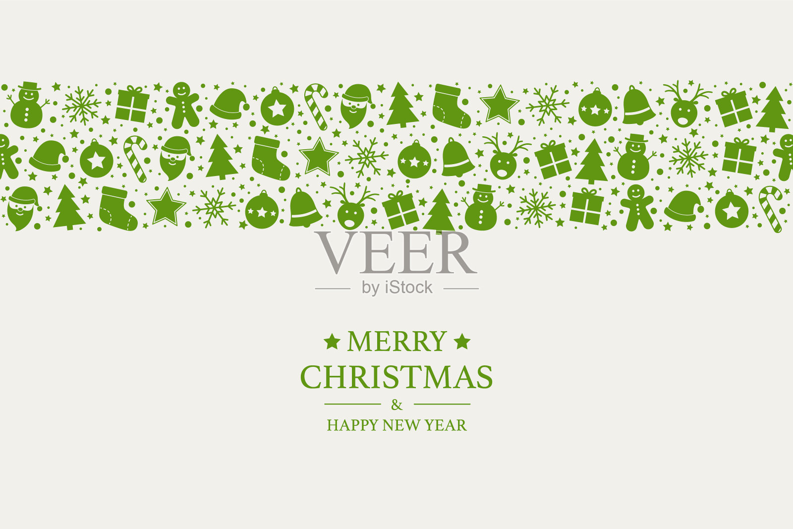 圣诞快乐，新年快乐。带有圣诞图标和祝福的贺卡。向量设计模板素材