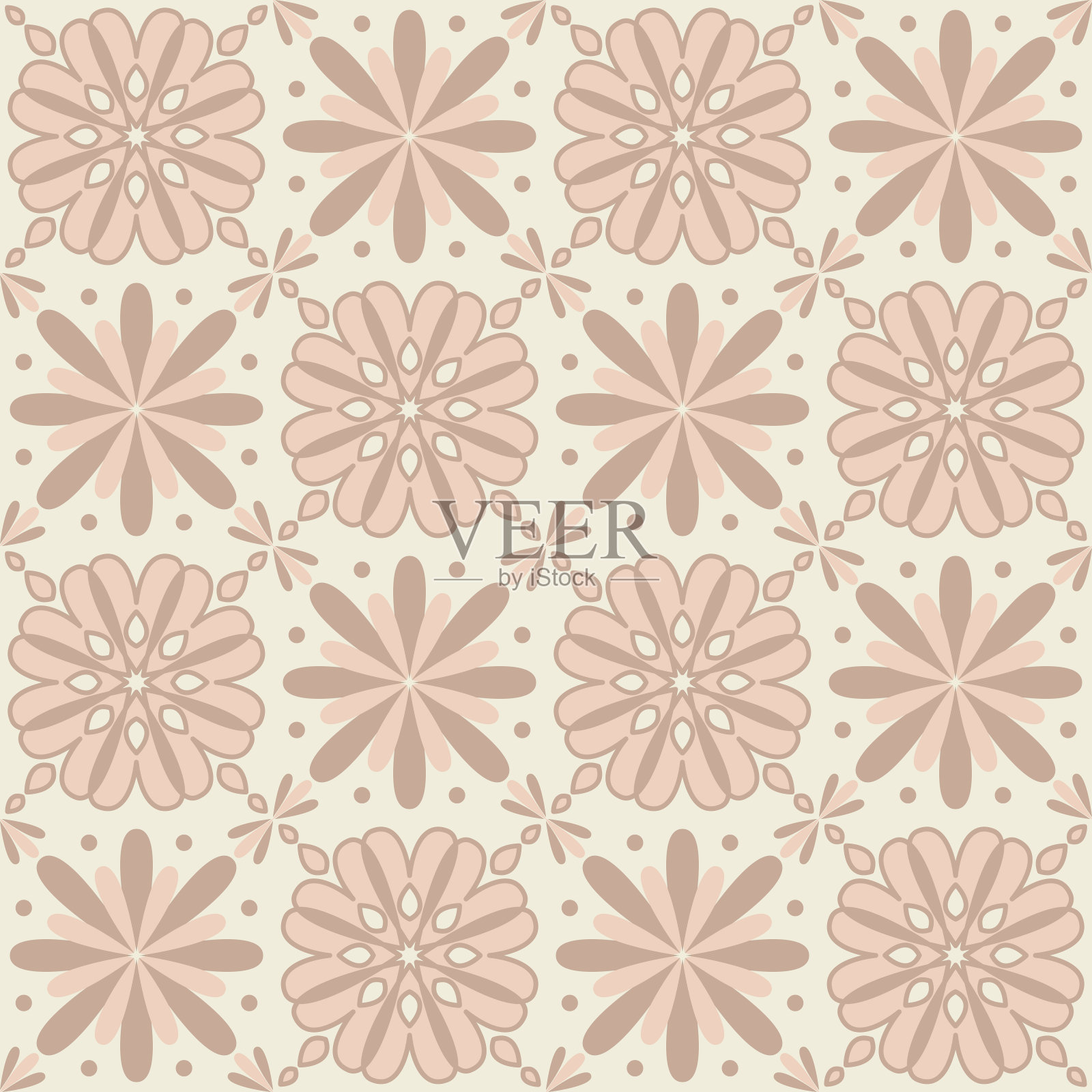 创意瓷砖米色单色粉彩，时尚对称方砖设计插画图片素材