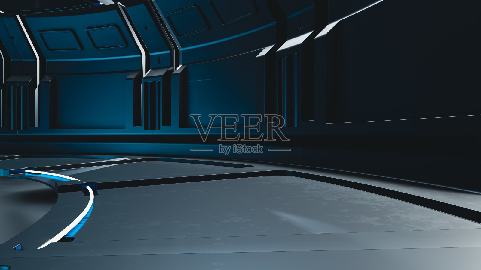 科技和科幻走廊背景。照片摄影图片