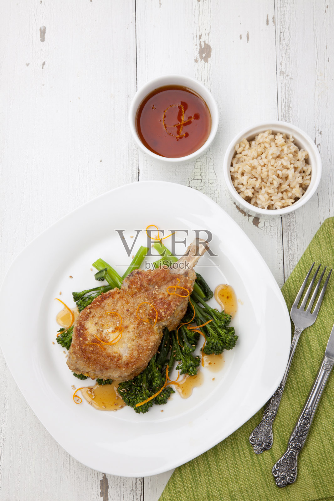 亚洲风味猪排照片摄影图片