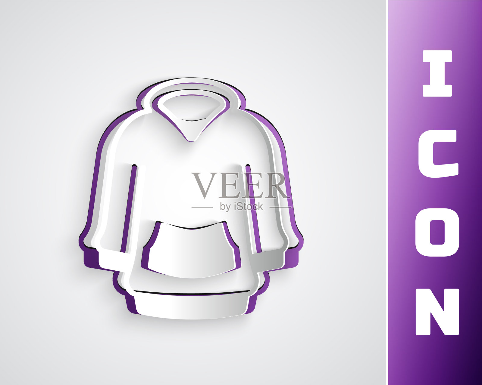 剪纸帽衫图标孤立在灰色背景插画图片素材