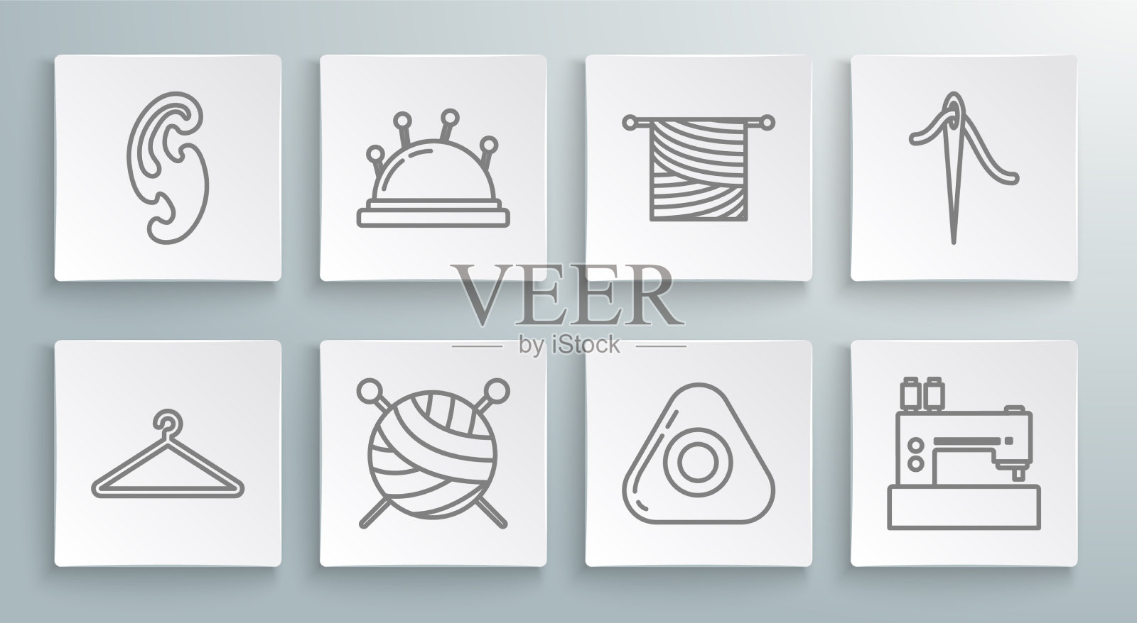 设置线衣架衣柜针床和针图标素材