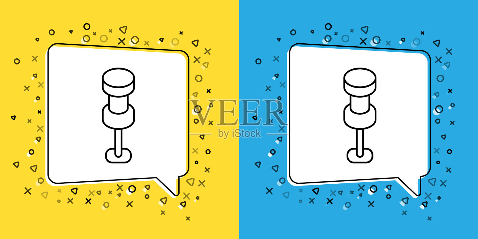 将线路推杆图标隔离在黄色和蓝色上图标素材