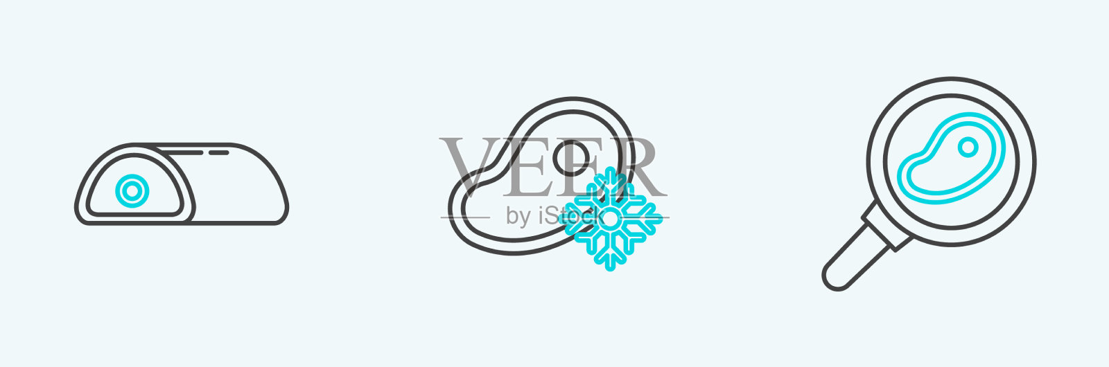 把排肉放在煎锅里，肉和新鲜的图标素材