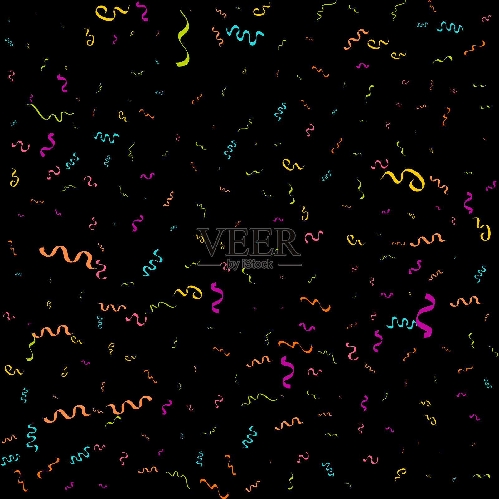 抽象的黑色背景与许多下落的小插画图片素材