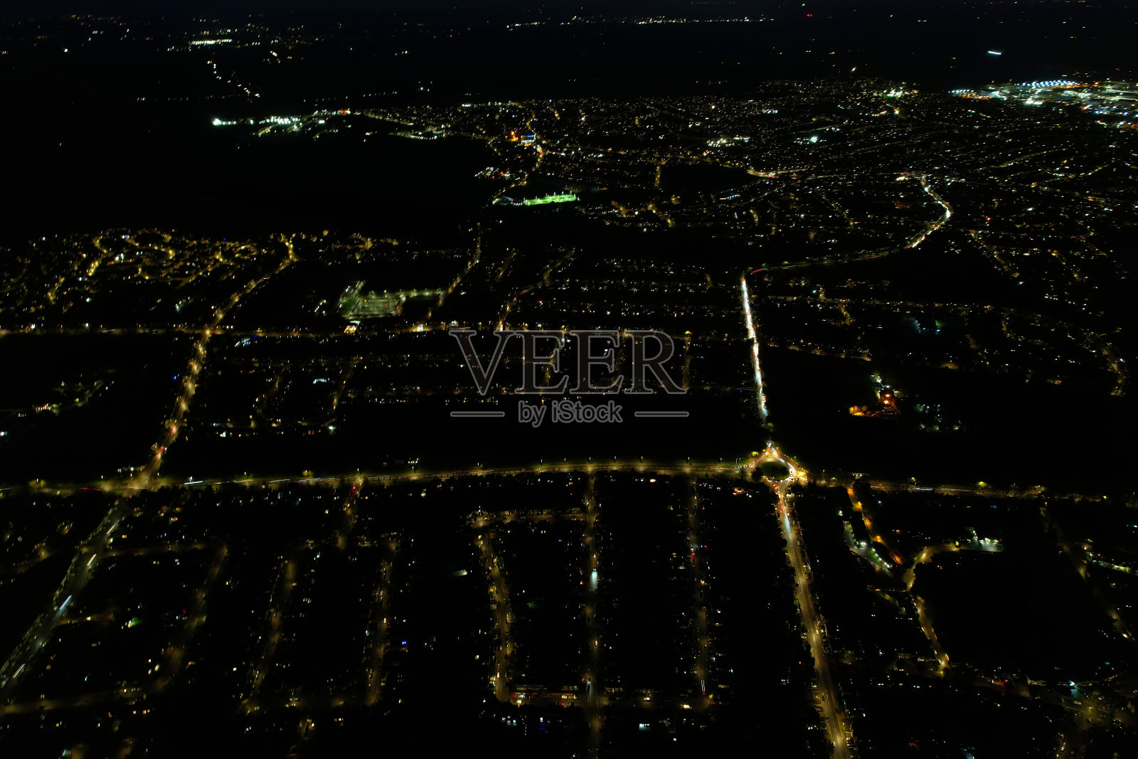 美丽的城市夜景高角度鸟瞰图照片摄影图片