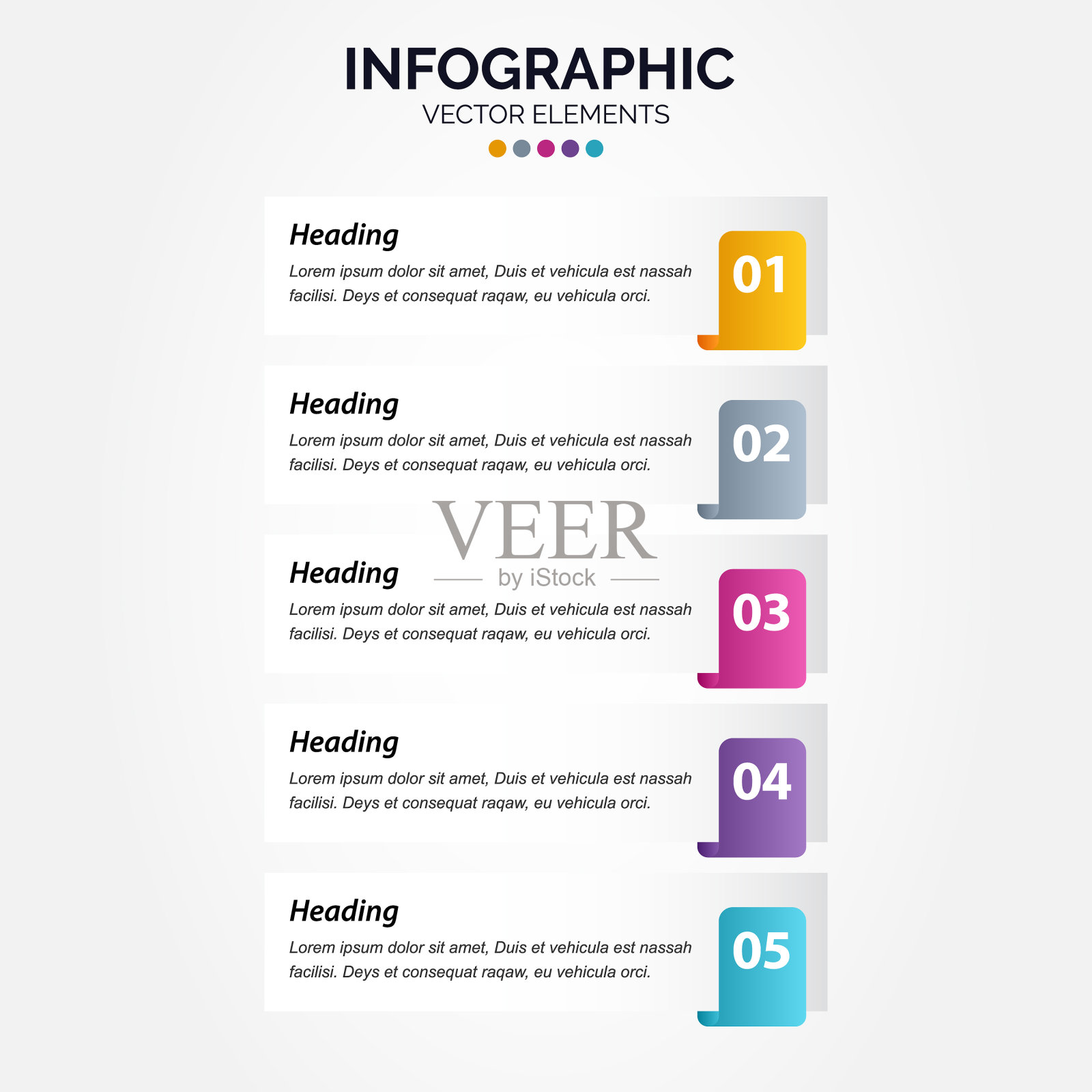 时间轴5选项垂直信息图插画图片素材