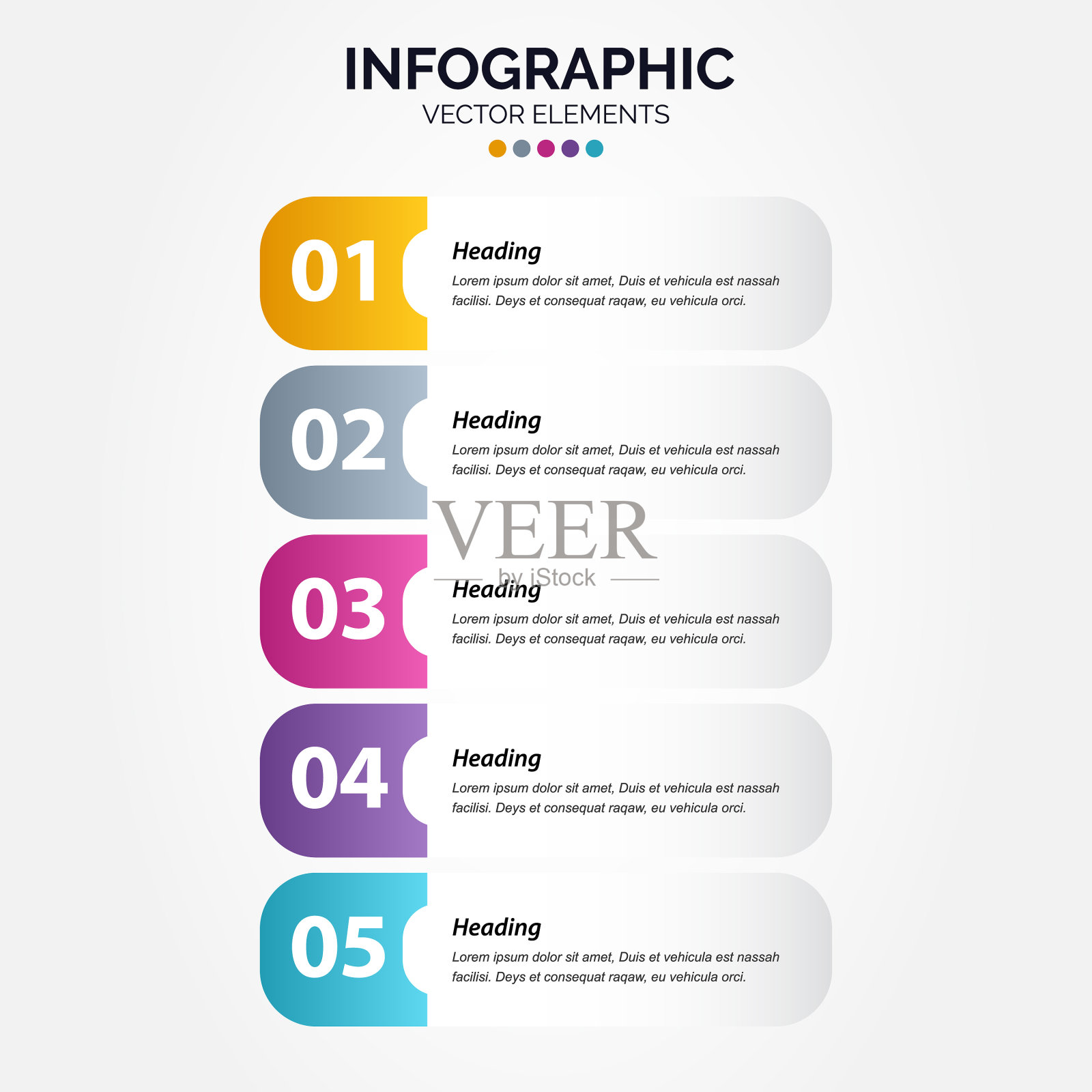 垂直信息图形设计与图标5个选项插画图片素材