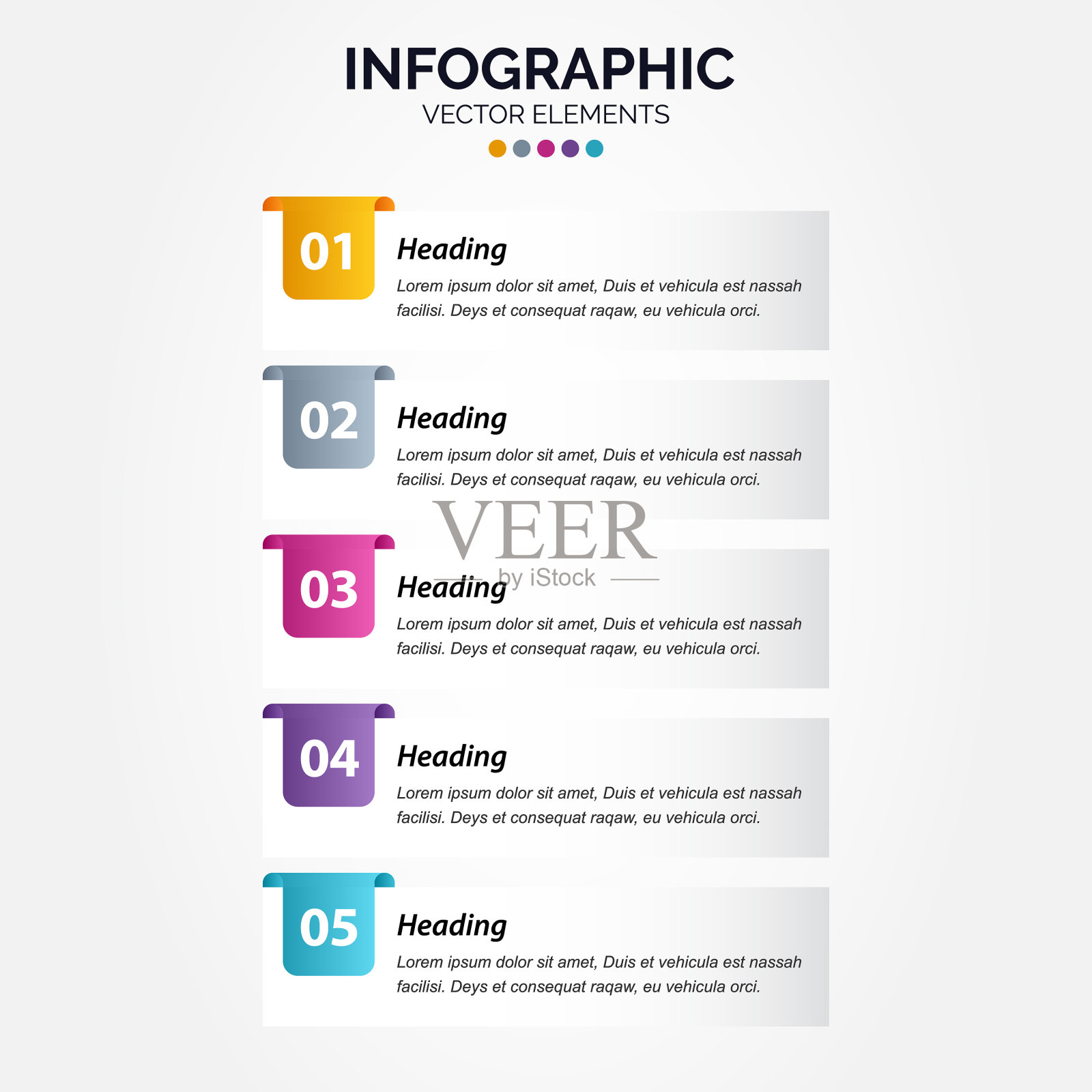 垂直信息图设计模板用5插画图片素材