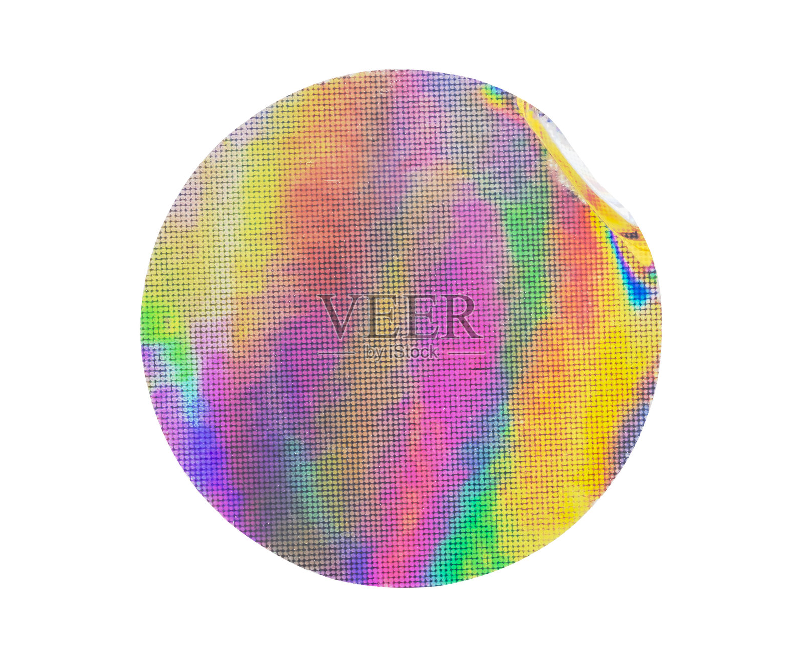 空白圆形胶粘剂全息箔不干胶标签隔离在白色背景照片摄影图片