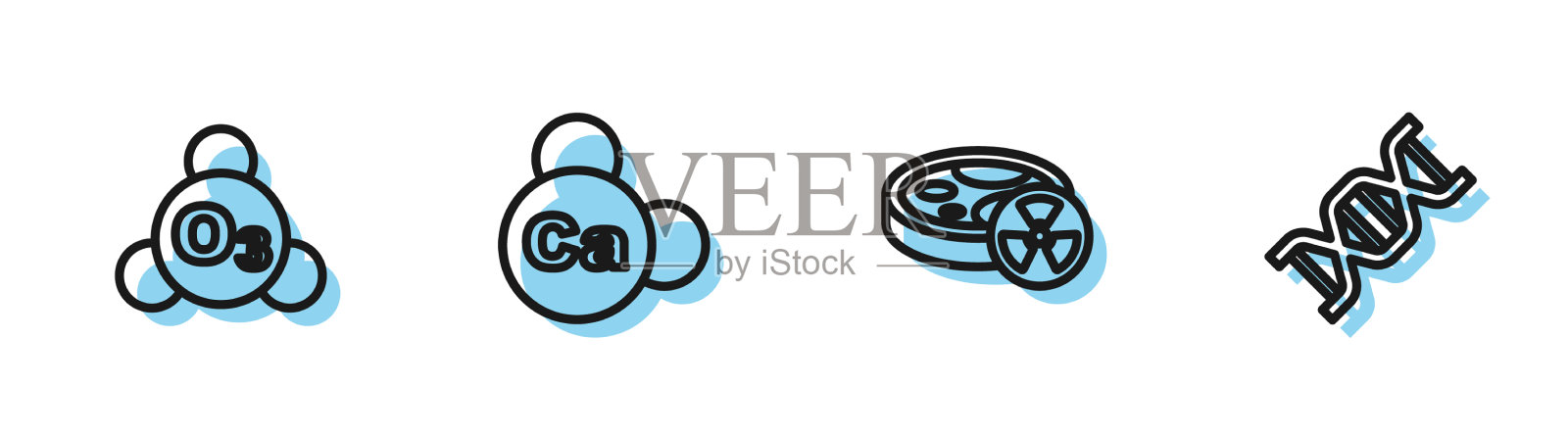 在有毒液体臭氧的试管上设置线插画图片素材