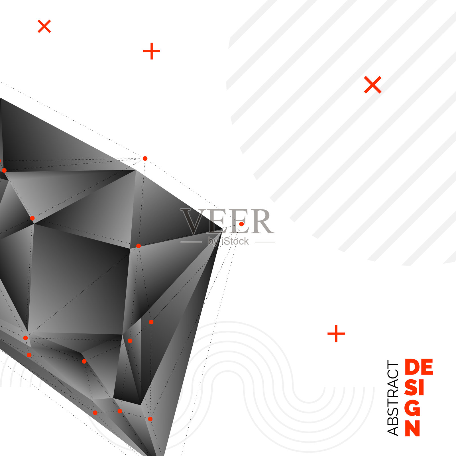 抽象三维混沌低聚形状飞行插画图片素材