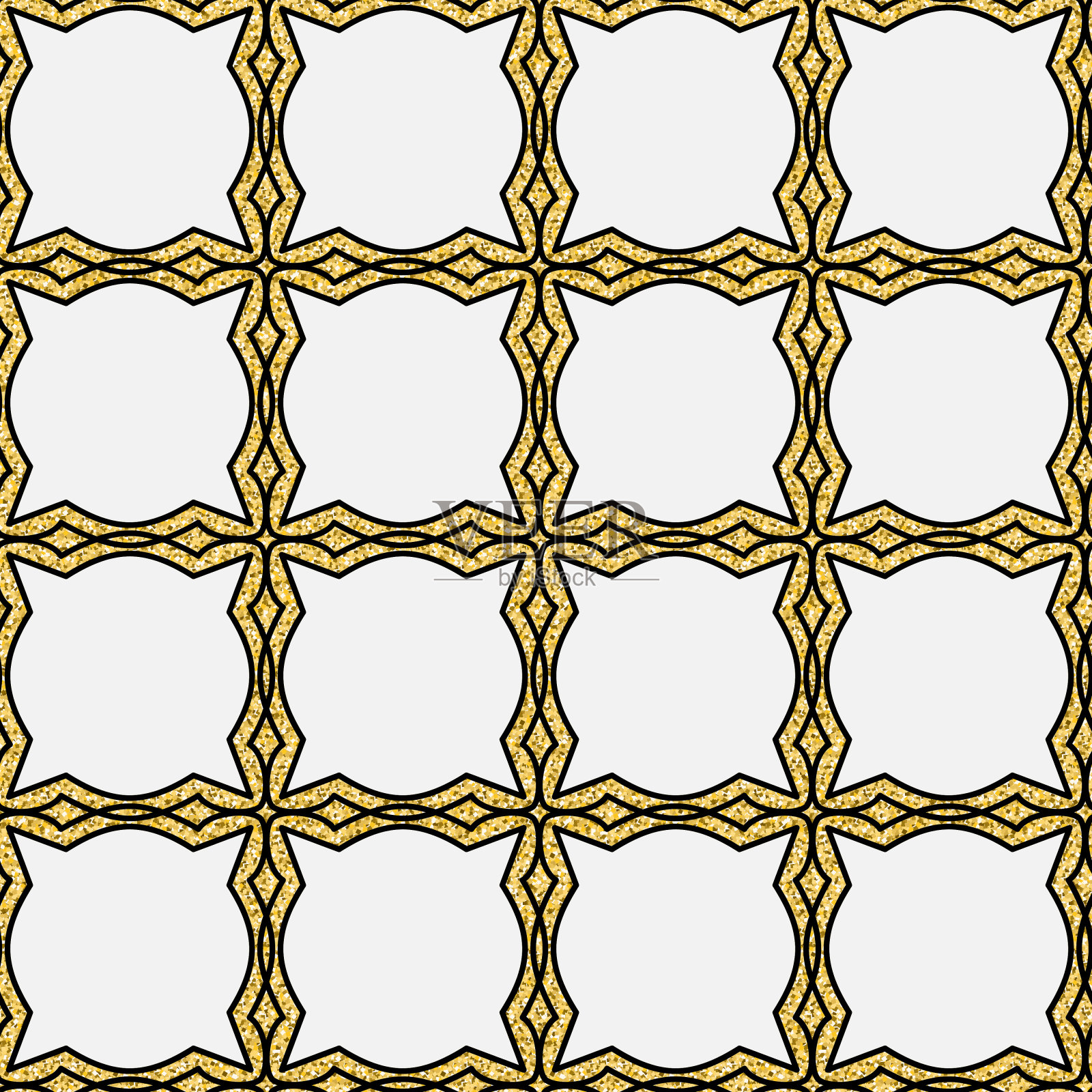 阿拉伯闪光图案在金色的黑色背景，无缝模式闪烁闪闪的背景插画图片素材