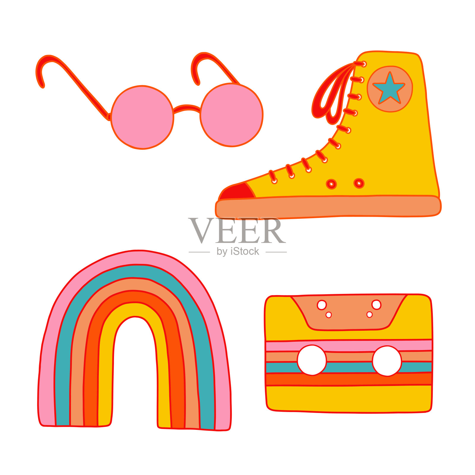 矢量集从1970年氛围插画图片素材