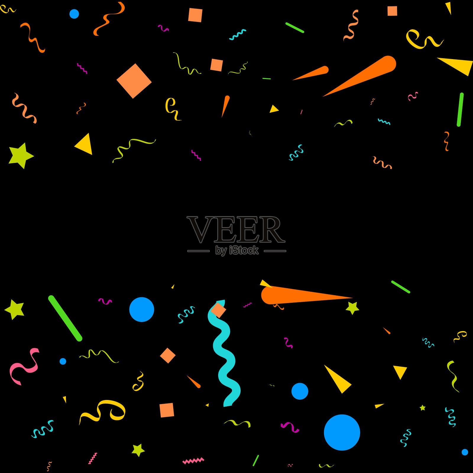 抽象的黑色背景与许多下落的小插画图片素材