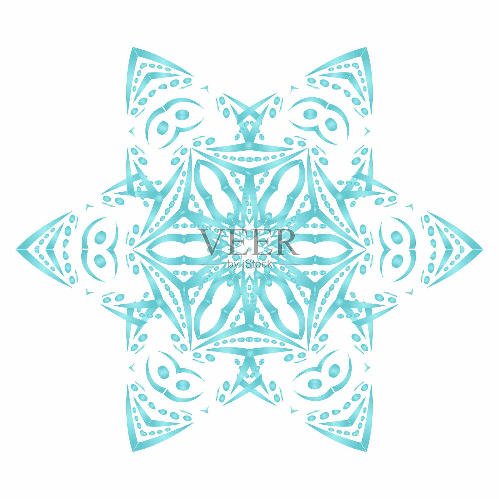 蓝色的雪花。节日装饰模板。孤立的白色背景。插画图片素材