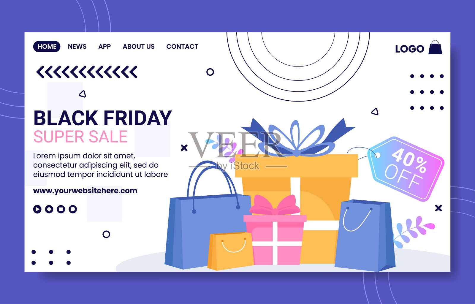 黑色星期五给大折扣销售社交媒体登陆页手绘模板插图插画图片素材