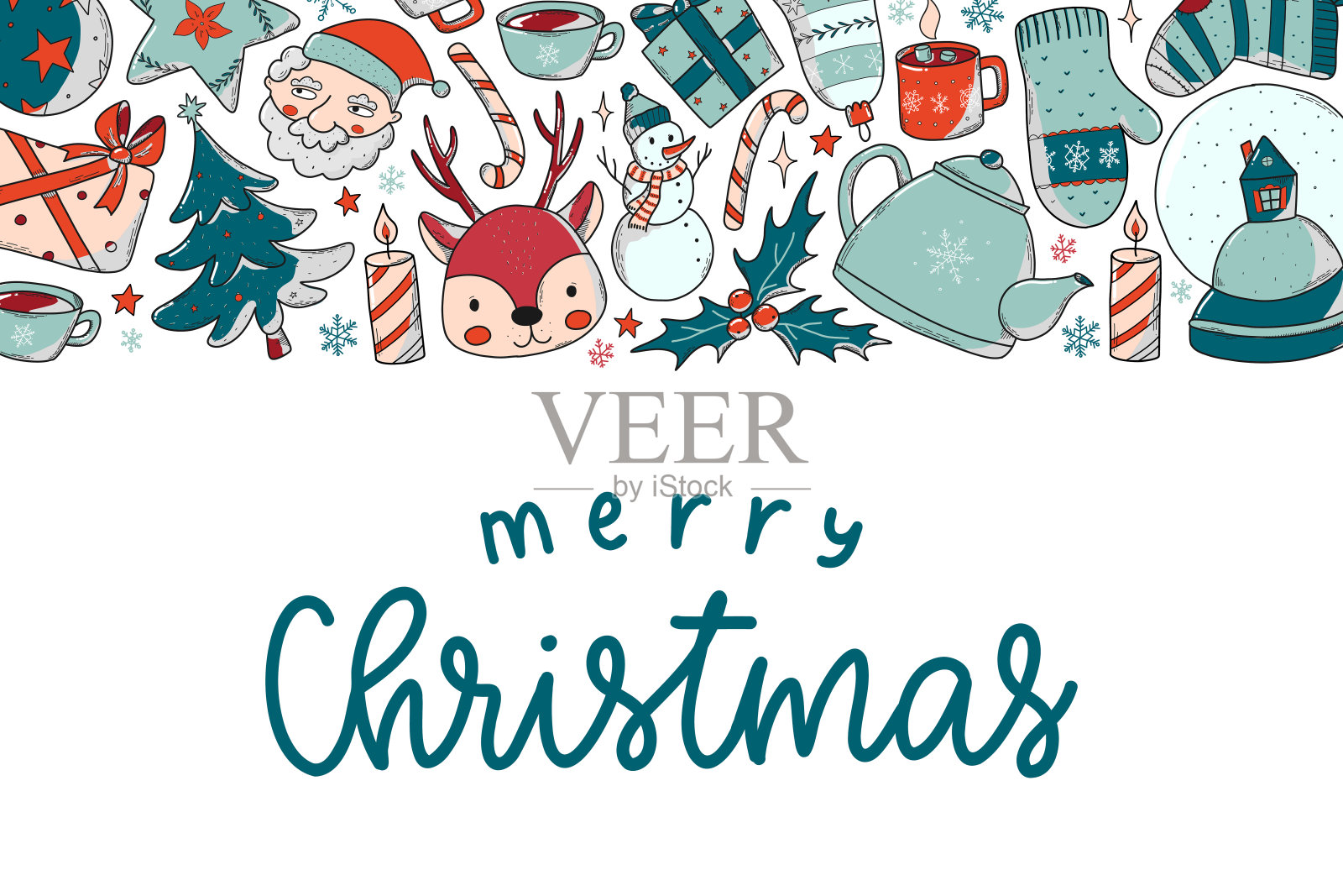 带有涂鸦和名言的圣诞横幅设计模板素材