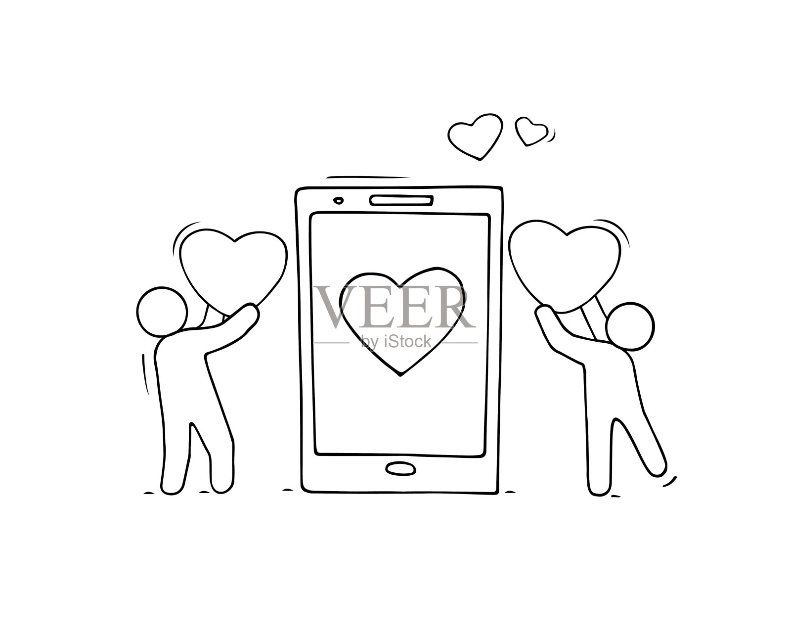 爱的概念，网上约会，手机聊浪漫插画图片素材