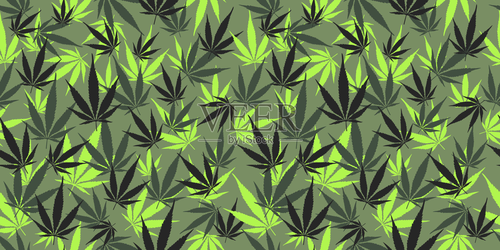 时髦的迷彩军事图案大麻叶。插画图片素材