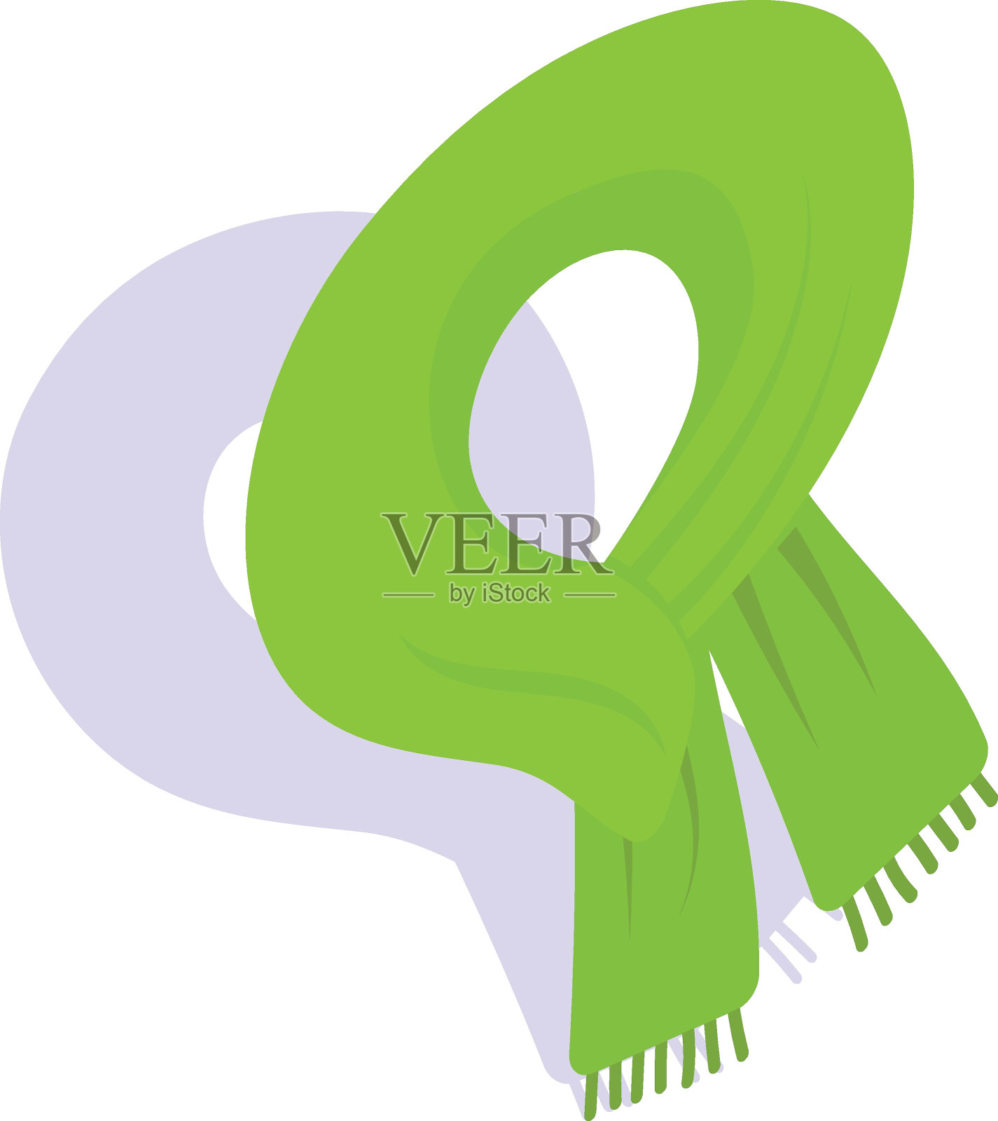 绿色颈巾概念，rebozo矢量等距图标设计，冬季活动符号，最冷的天气标志，雪和霜冻股票插图设计元素图片