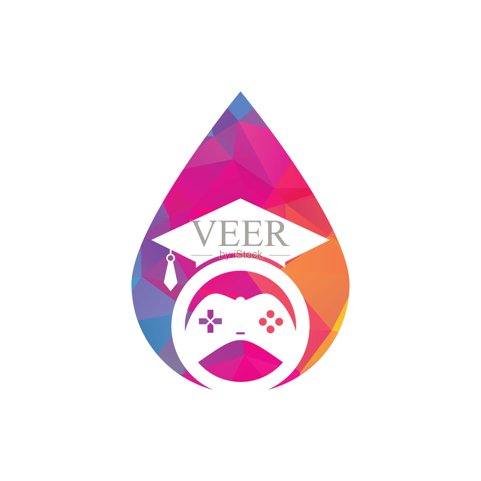 游戏教育掉落形状概念矢量标志设计。插画图片素材