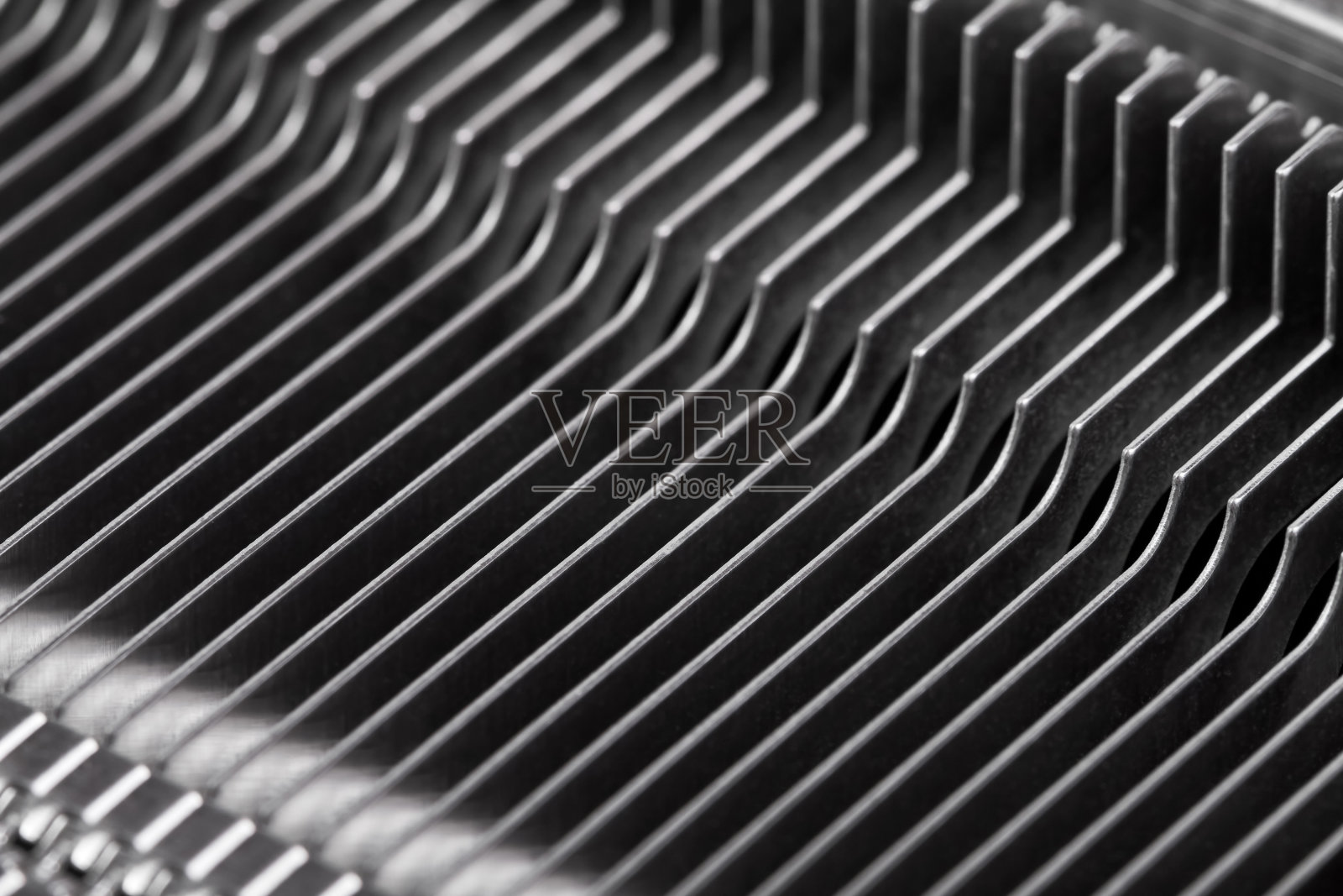 用于冷却电脑硬件元件的散热器格栅的一部分特写照片摄影图片