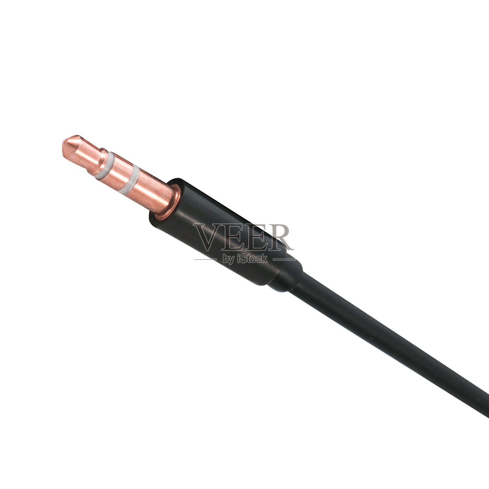 吉他音频插孔与黑色电缆隔离在白色照片摄影图片