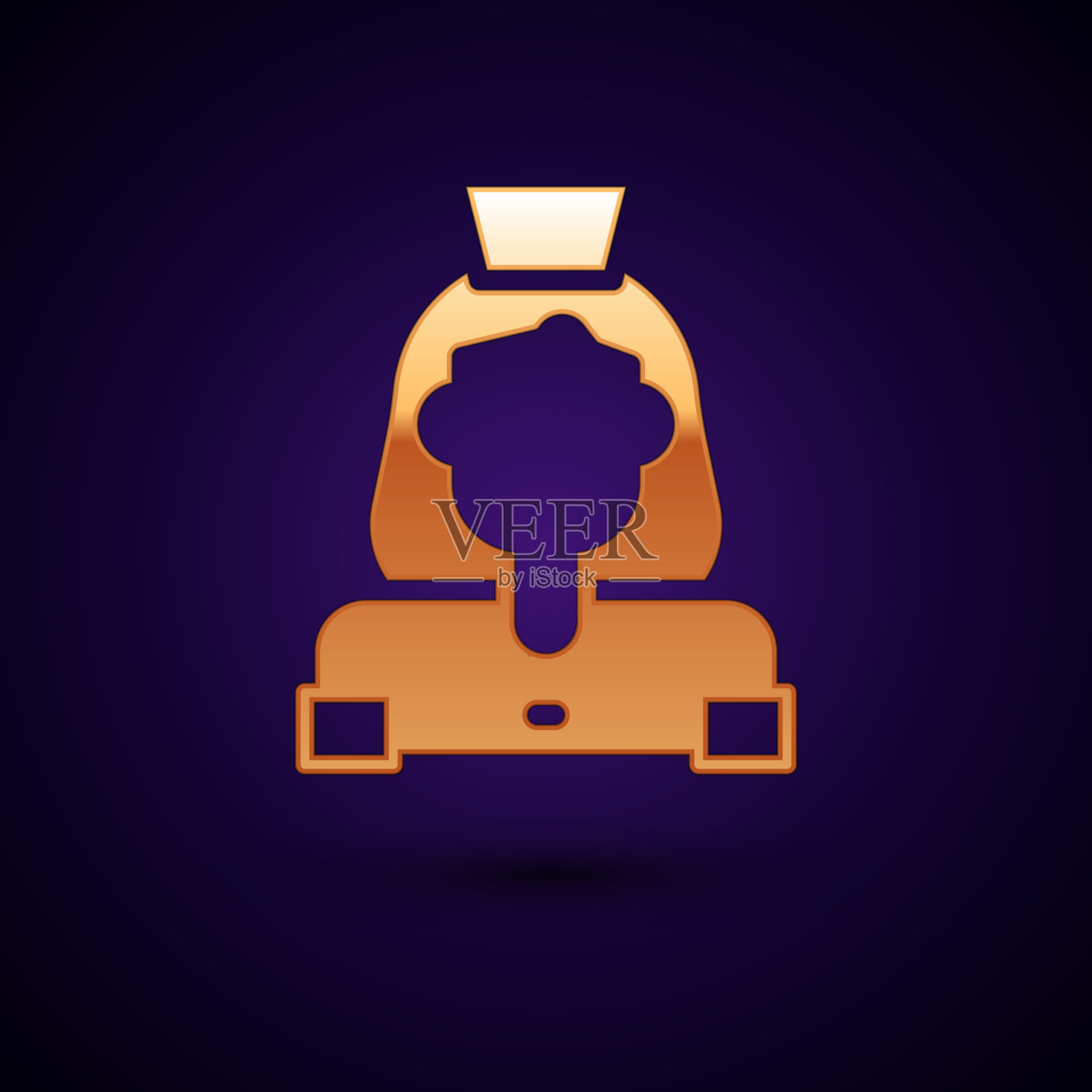 金色清洁女工服务图标隔离在黑色插画图片素材