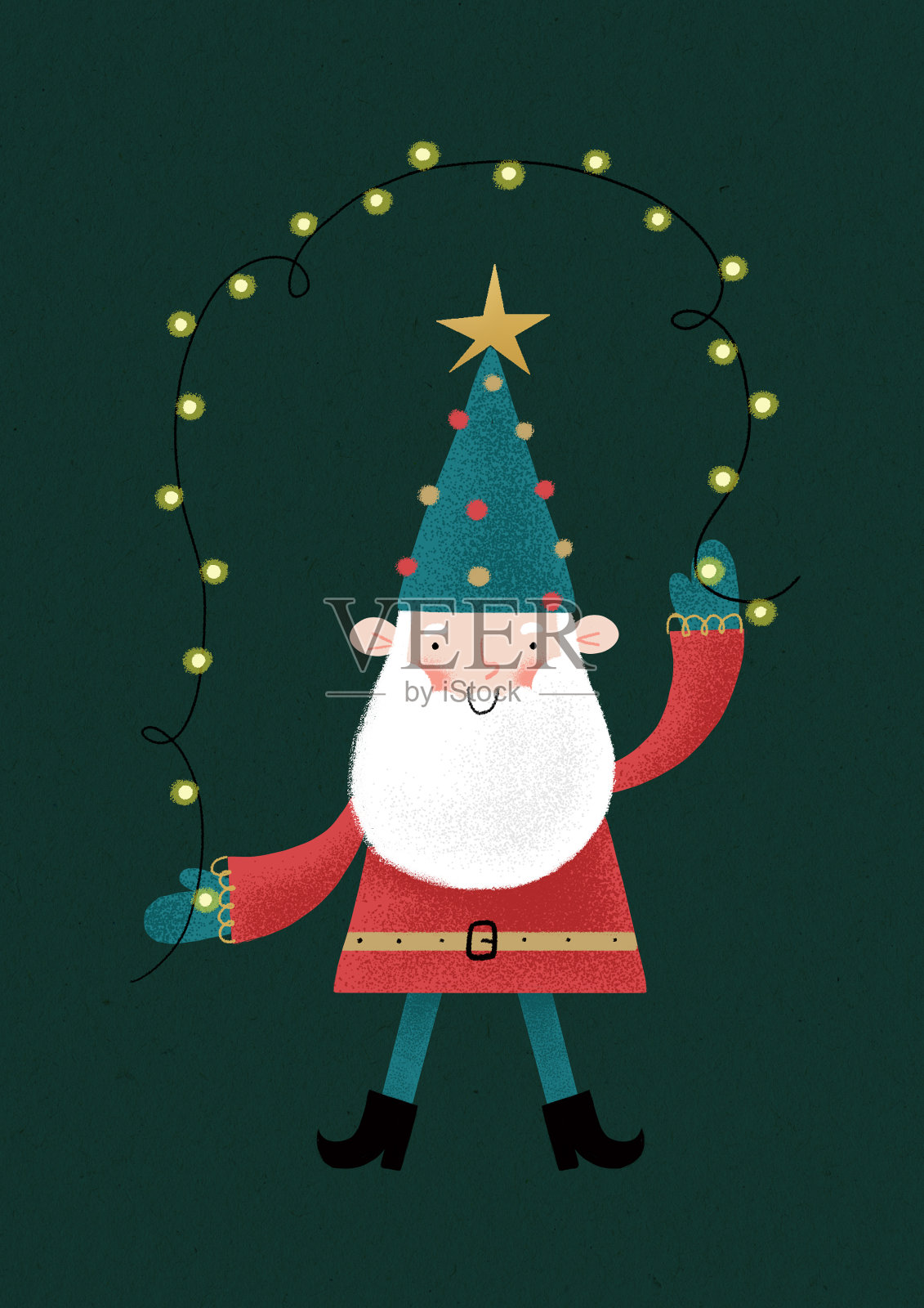 圣诞节趣味圣诞老人贺卡插画图片素材