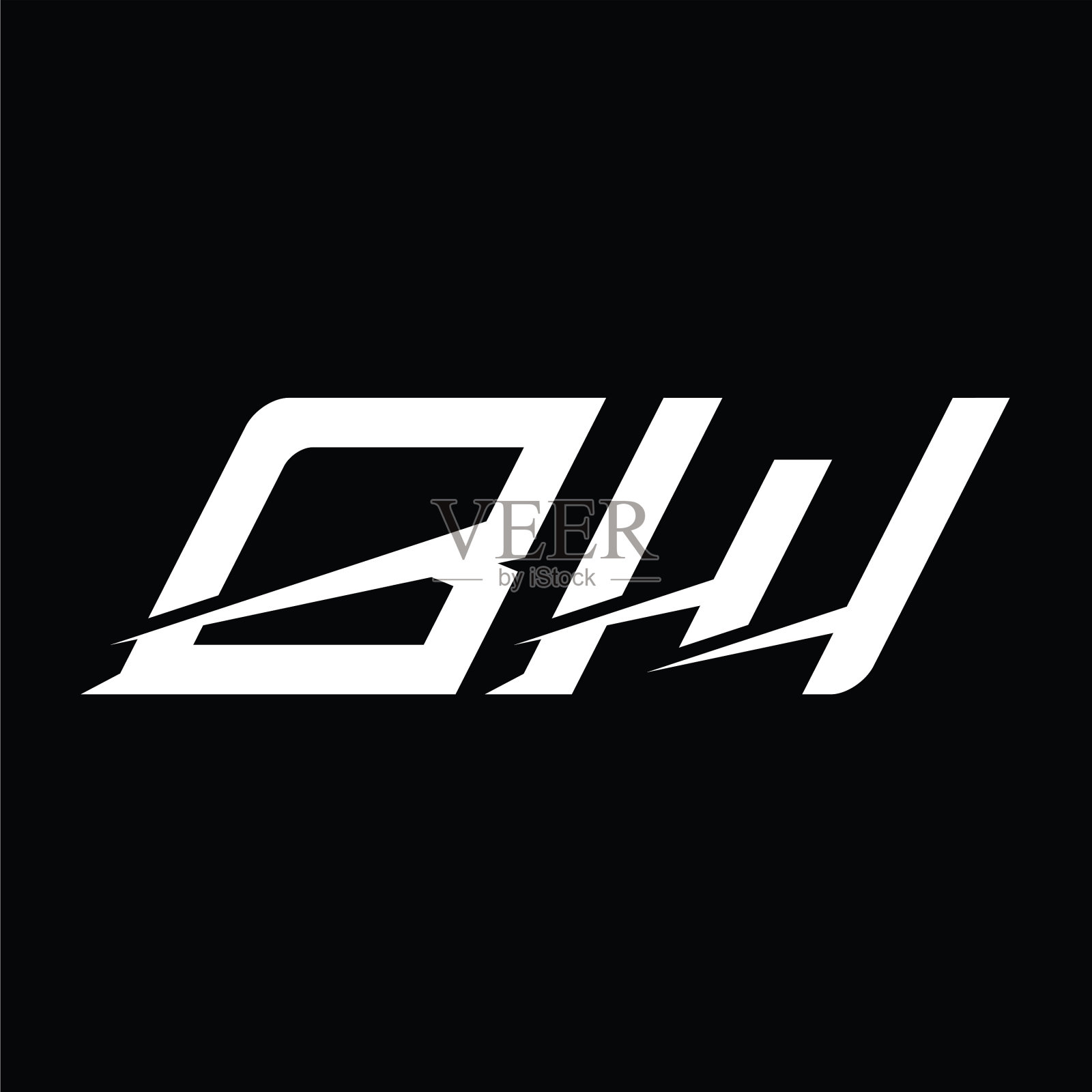 Bw标志字母字母与切片风格插画图片素材