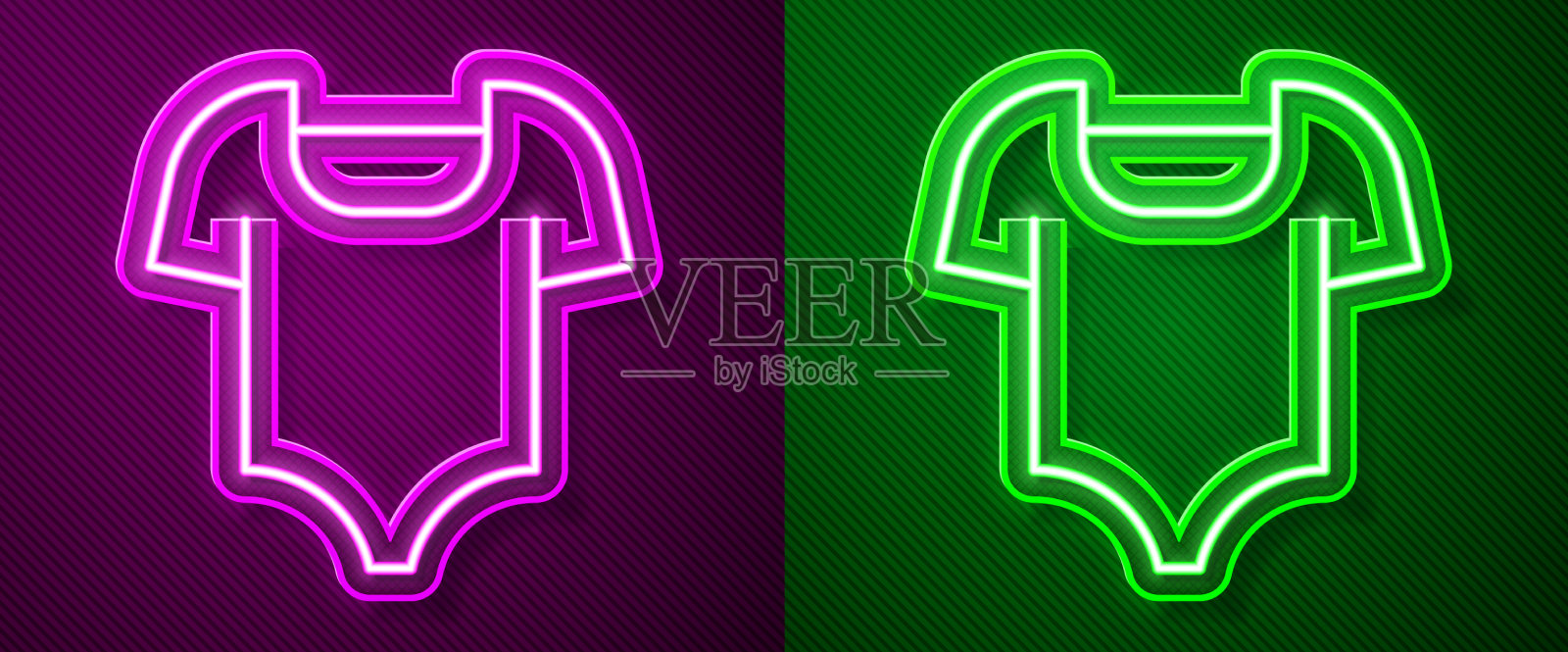 发光的霓虹灯线夏季海滩泳装图标插画图片素材