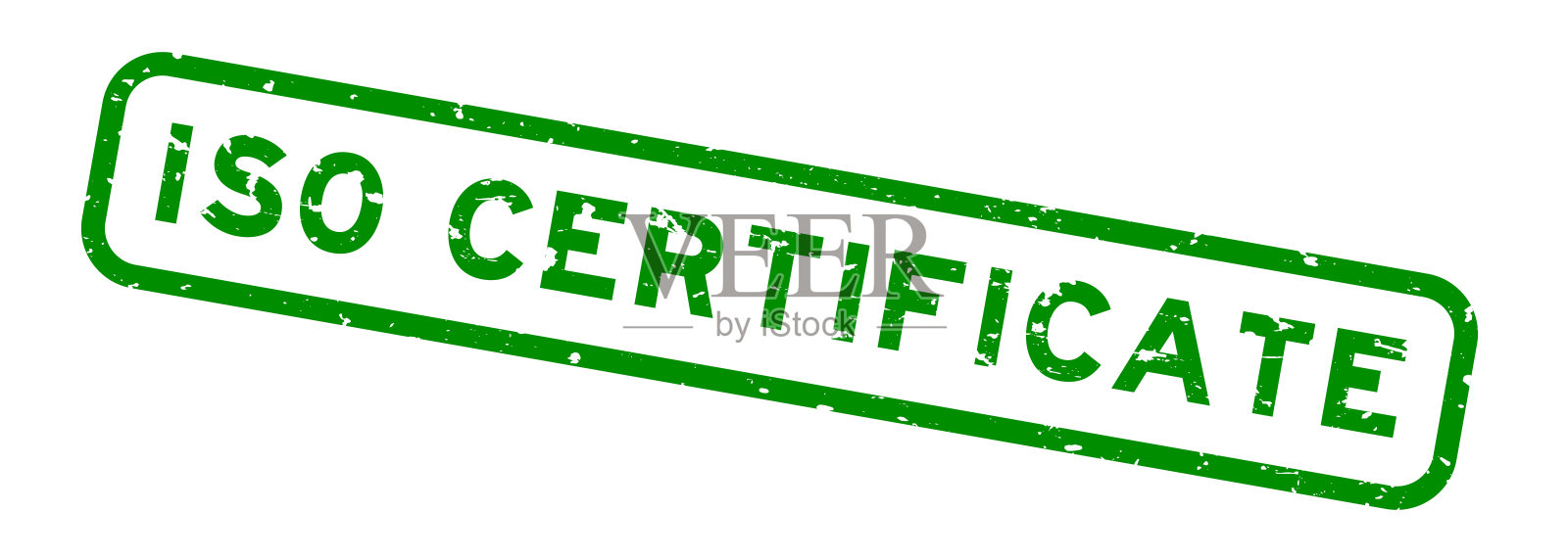 垃圾绿色的ISO证书字方形橡胶印章在白色背景设计元素图片