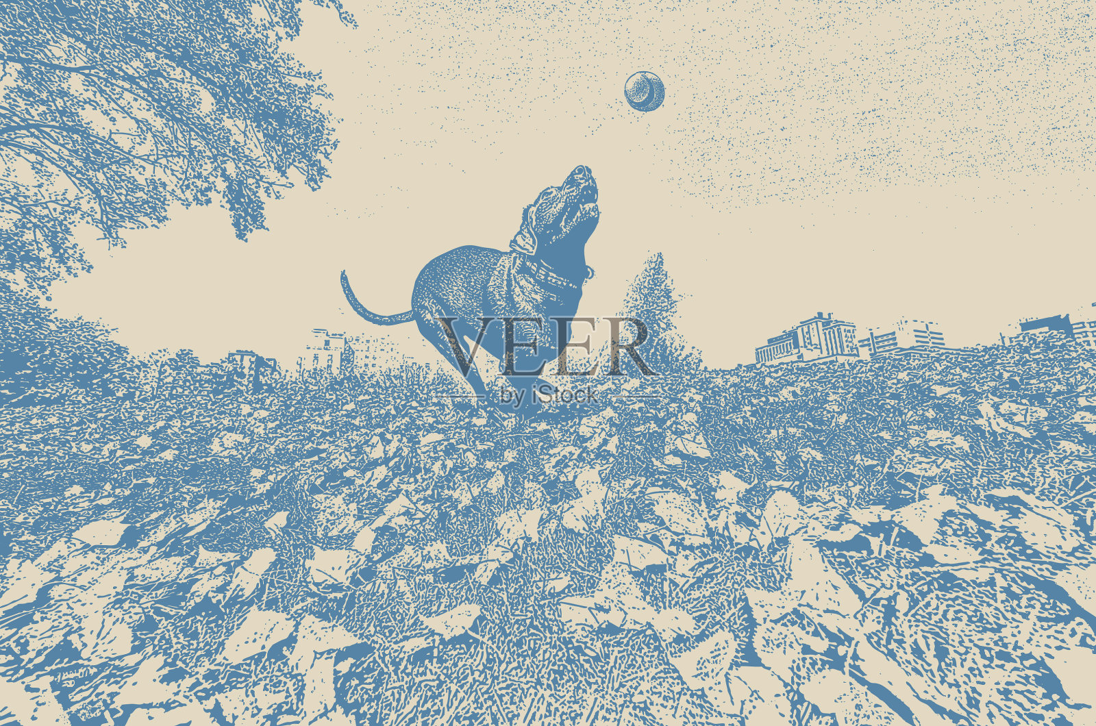 狗在追球插画图片素材