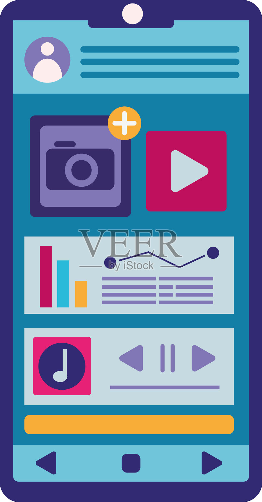 拥有数字营销功能的智能手机设计元素图片