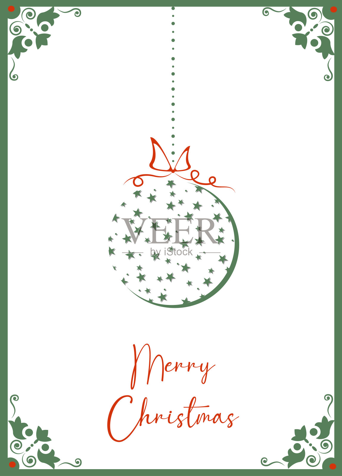 传统的企业节日卡与圣诞球，弓，华丽的花卉框架，背景和复制空间设计模板素材